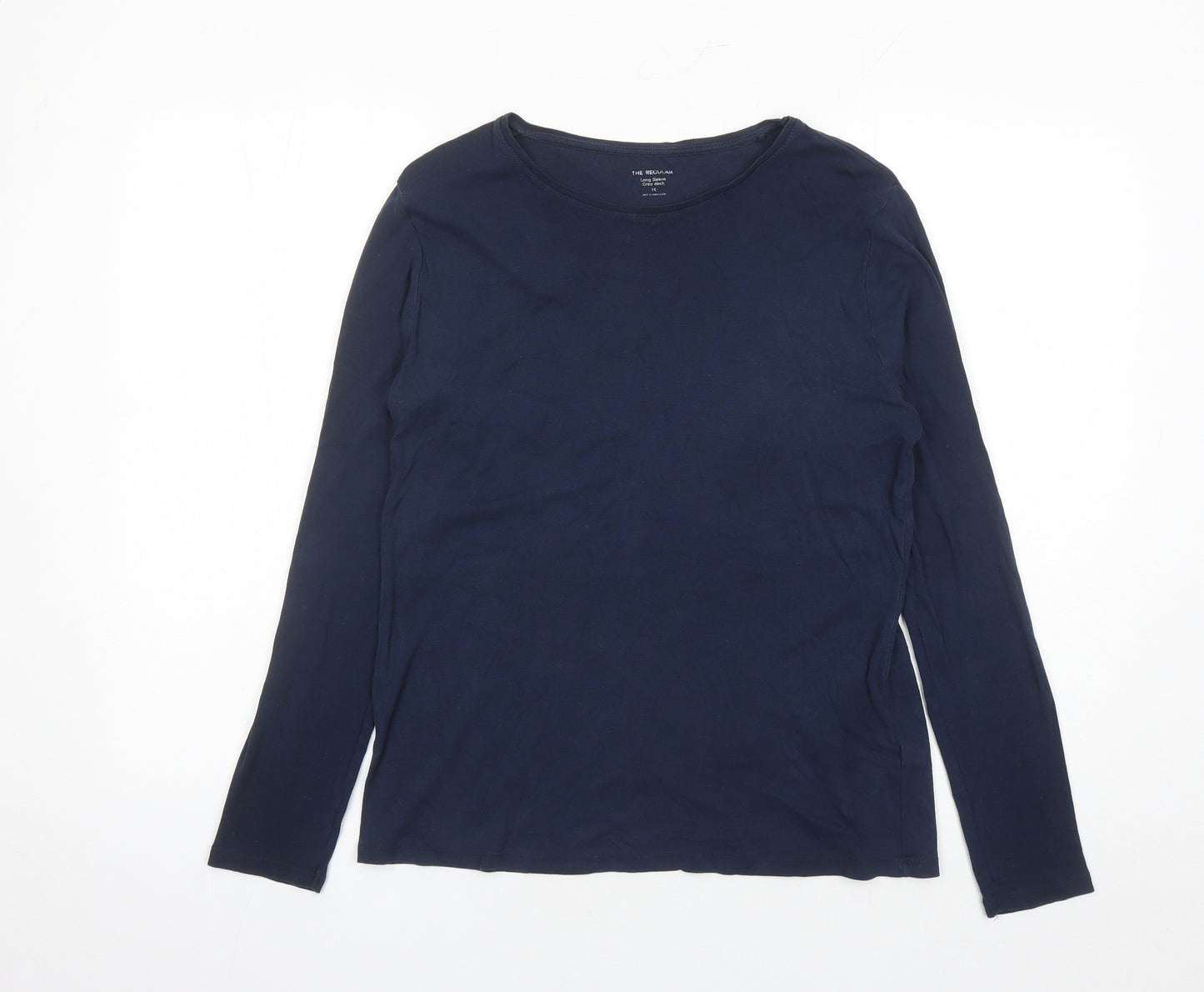 Marks and Spencer Womens Blue 100% Cotton Basic T-Shirt Size 16 Crew Neck