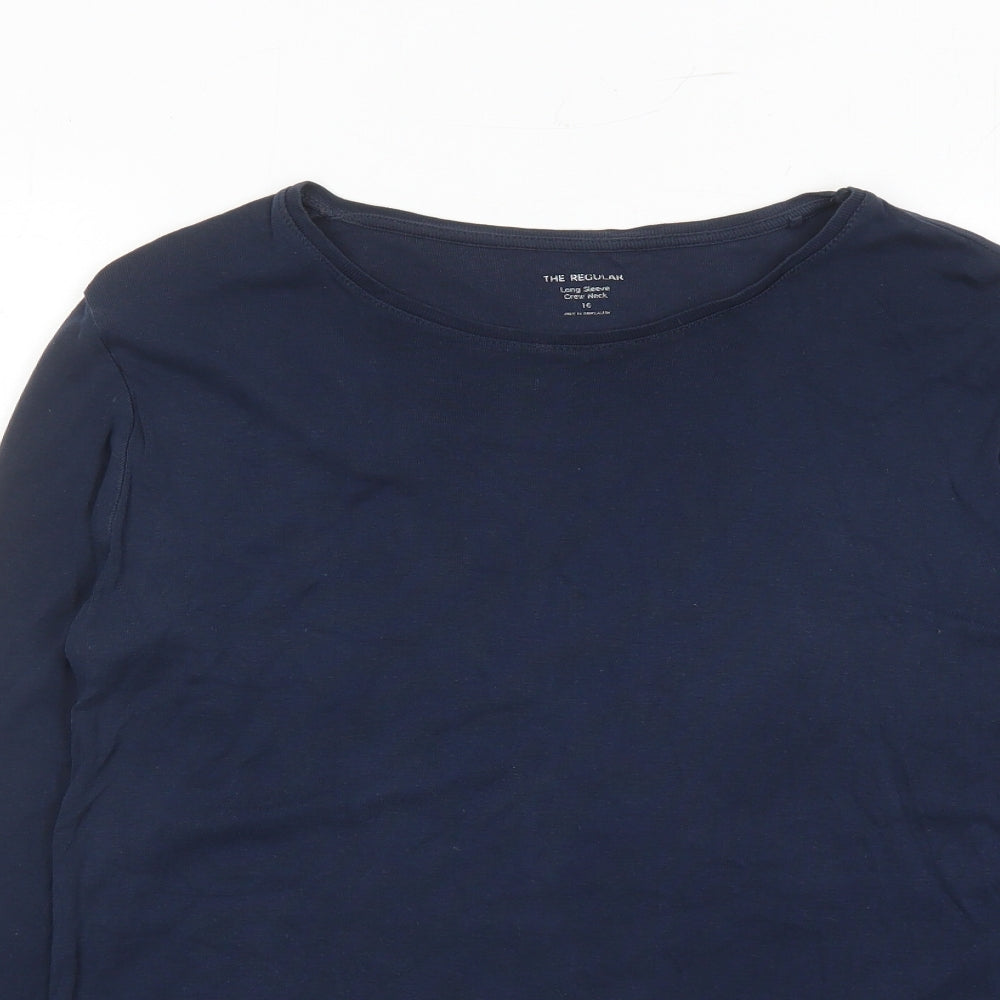 Marks and Spencer Womens Blue 100% Cotton Basic T-Shirt Size 16 Crew Neck