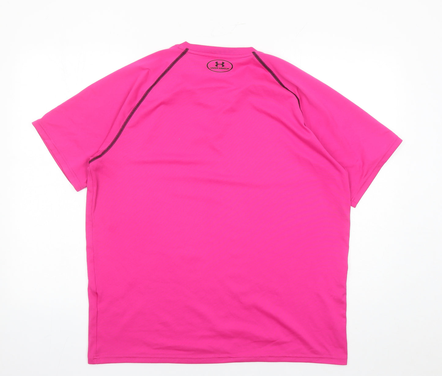Under armour Mens Pink Polyester T-Shirt Size L Round Neck