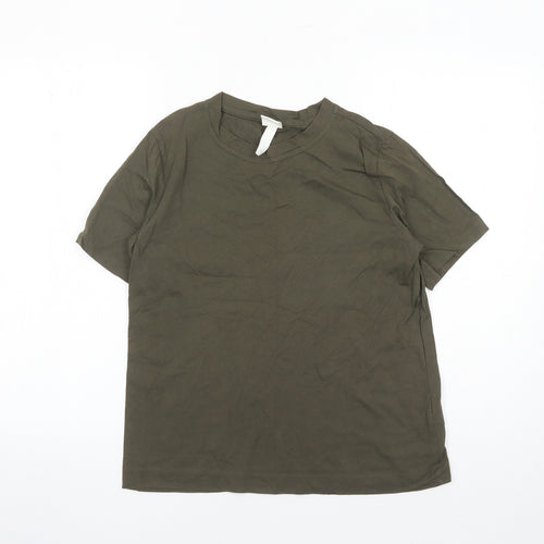 H&M Womens Green 100% Cotton Basic T-Shirt Size S Round Neck