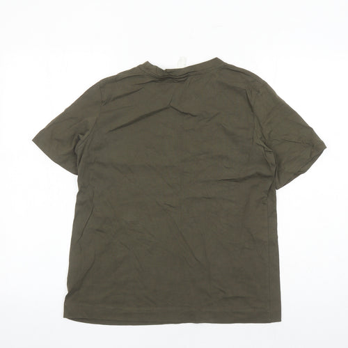H&M Womens Green 100% Cotton Basic T-Shirt Size S Round Neck