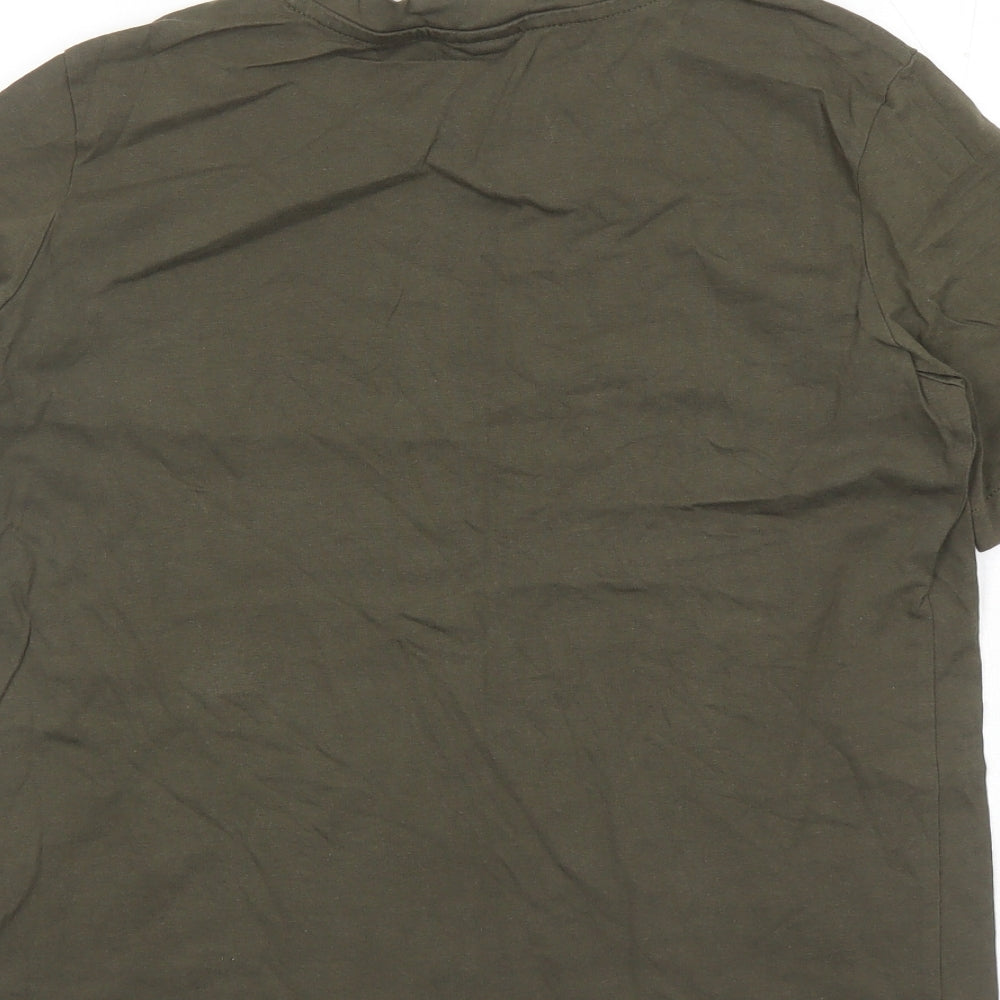 H&M Womens Green 100% Cotton Basic T-Shirt Size S Round Neck