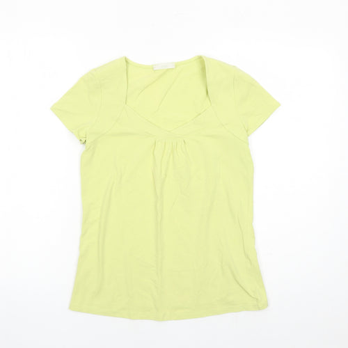 Marks and Spencer Womens Yellow Cotton Basic T-Shirt Size 12 Round Neck