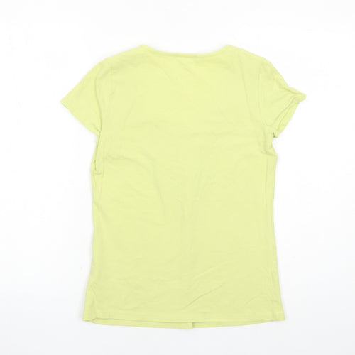 Marks and Spencer Womens Yellow Cotton Basic T-Shirt Size 12 Round Neck