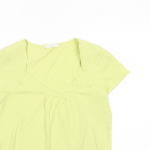 Marks and Spencer Womens Yellow Cotton Basic T-Shirt Size 12 Round Neck