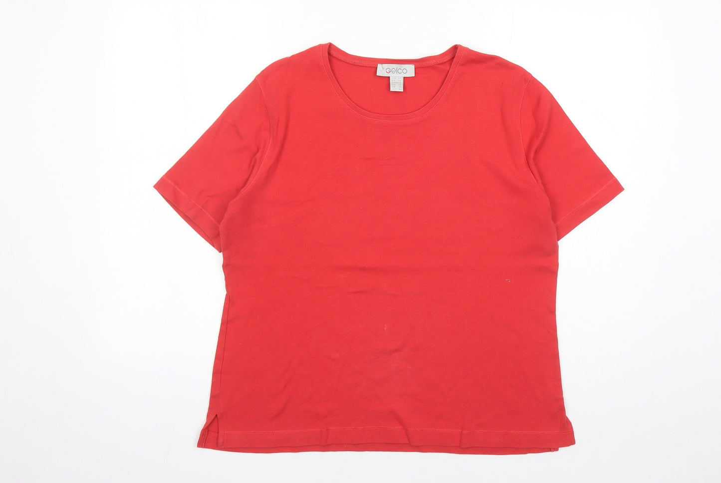 Gelco Womens Red 100% Cotton Basic T-Shirt Size 18 Round Neck