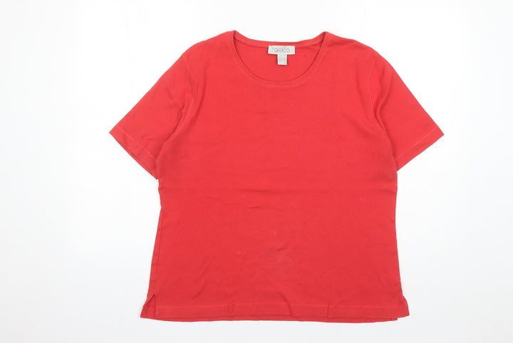 Gelco Womens Red 100% Cotton Basic T-Shirt Size 18 Round Neck