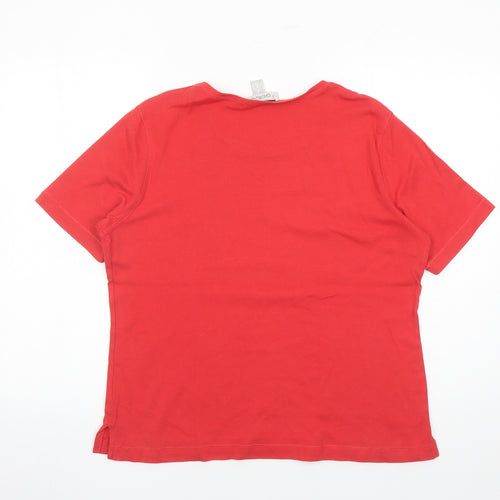 Gelco Womens Red 100% Cotton Basic T-Shirt Size 18 Round Neck