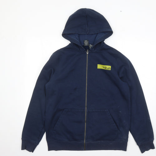 RAB Mens Blue Cotton Full Zip Hoodie Size L