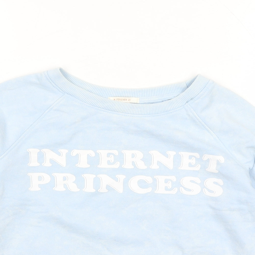 FOREVER 21 Womens Blue Cotton Pullover Sweatshirt Size S Pullover - Internet Princess
