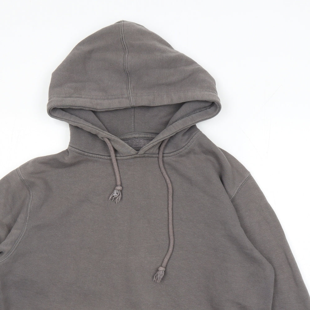 Pull&Bear Mens Grey Polyester Pullover Hoodie Size M
