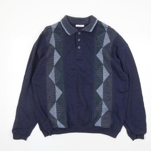 St Michael Mens Blue Cotton Pullover Sweatshirt Size L - Vintage