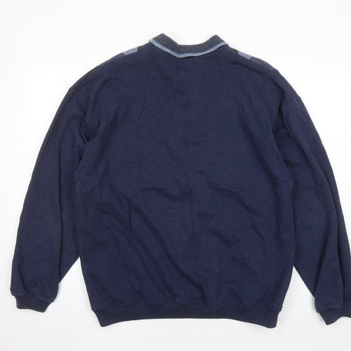 St Michael Mens Blue Cotton Pullover Sweatshirt Size L - Vintage