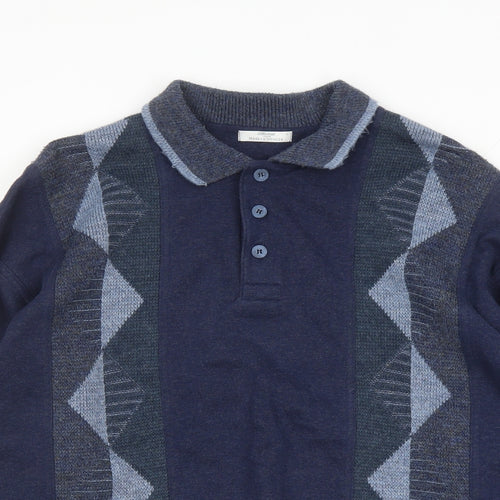 St Michael Mens Blue Cotton Pullover Sweatshirt Size L - Vintage