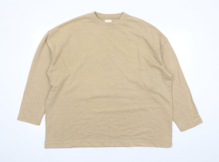 Pull&Bear Mens Brown Cotton Pullover Sweatshirt Size M - Oversized