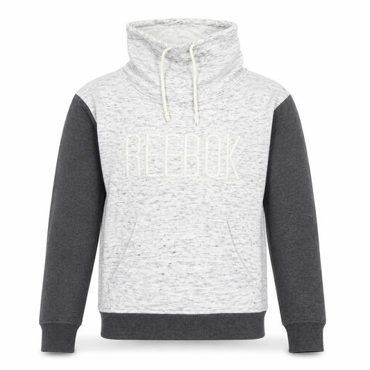 Front view of Reebok men’s grey cotton pullover sweatshirt, size XS