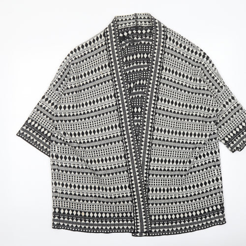 Warehouse Womens Black V-Neck Geometric Acrylic Cardigan Jumper Size M
