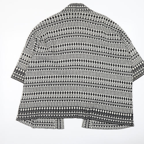 Warehouse Womens Black V-Neck Geometric Acrylic Cardigan Jumper Size M