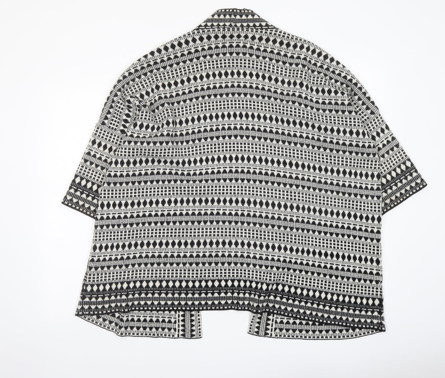 Warehouse Womens Black V-Neck Geometric Acrylic Cardigan Jumper Size M
