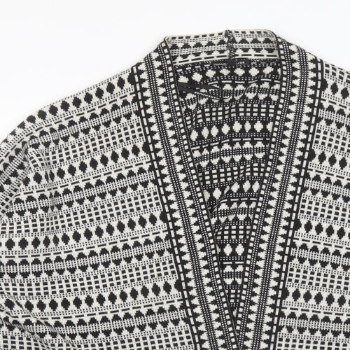 Warehouse Womens Black V-Neck Geometric Acrylic Cardigan Jumper Size M