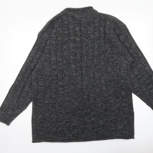 Menswear Mens Grey Mock Neck Acrylic Pullover Jumper Size L Long Sleeve