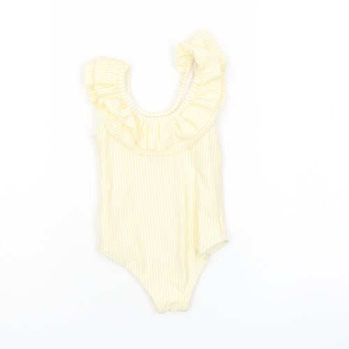 Marks and Spencer Girls Yellow Striped Polyester Babygrow One-Piece Size 9-12 Months Pullover - Swimwear