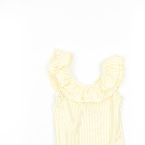 Marks and Spencer Girls Yellow Striped Polyester Babygrow One-Piece Size 9-12 Months Pullover - Swimwear