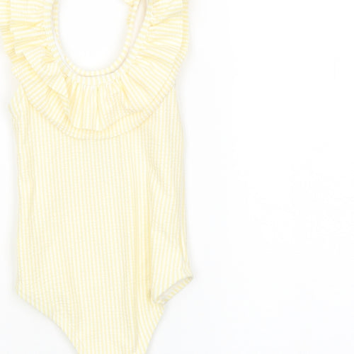 Marks and Spencer Girls Yellow Striped Polyester Babygrow One-Piece Size 9-12 Months Pullover - Swimwear