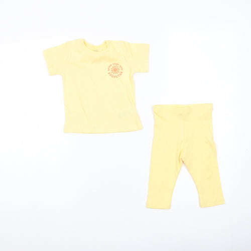 Marks and Spencer Girls Yellow Cotton Trousers Set Outfit/Set Size 3-6 Months Pullover