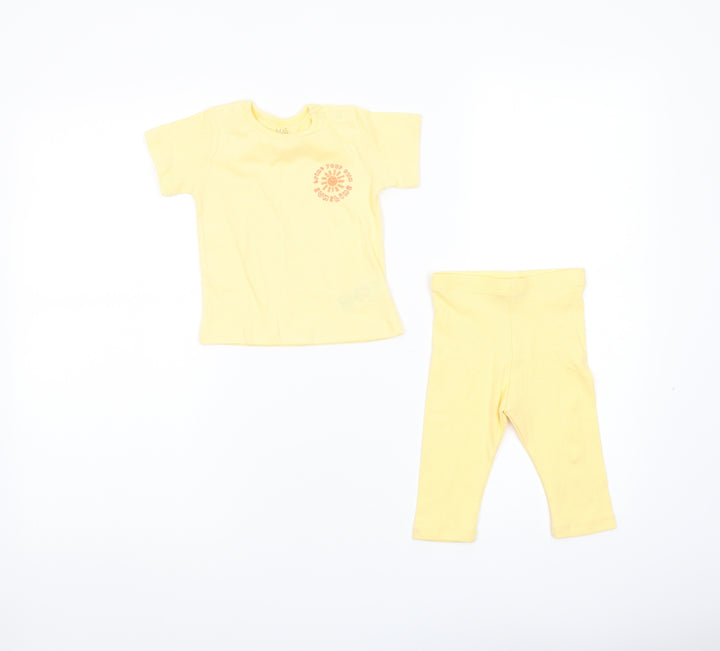 Marks and Spencer Girls Yellow Cotton Trousers Set Outfit/Set Size 3-6 Months Pullover
