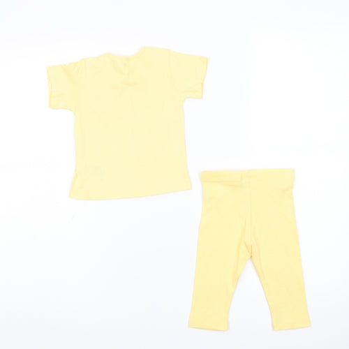 Marks and Spencer Girls Yellow Cotton Trousers Set Outfit/Set Size 3-6 Months Pullover