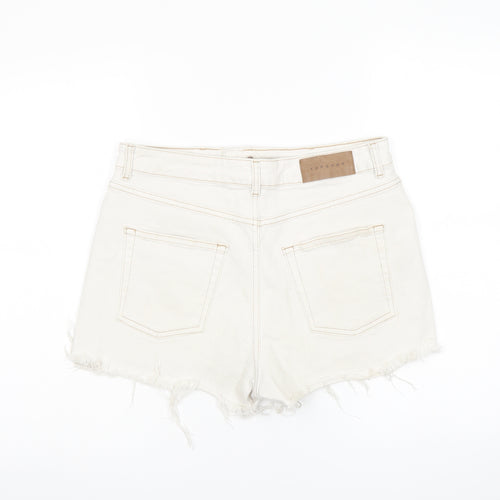 Topshop Womens Grey Cotton Mom Shorts Size 12 L3 in Regular Button