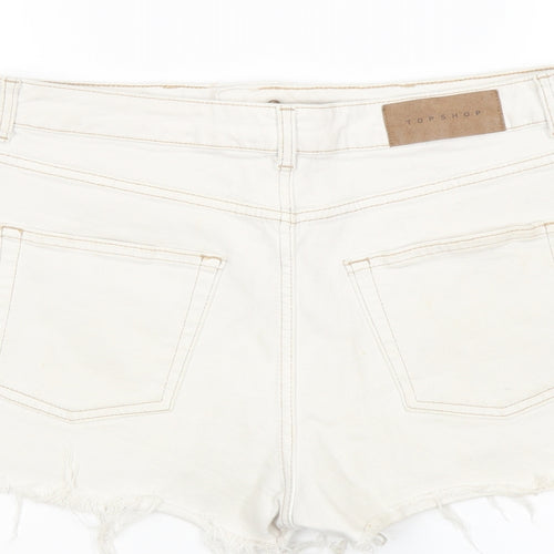 Topshop Womens Grey Cotton Mom Shorts Size 12 L3 in Regular Button