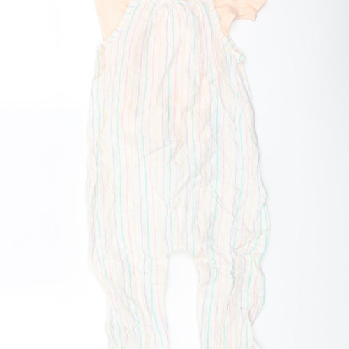 Marks and Spencer Girls Pink Striped Cotton Babygrow One-Piece Size 18-24 Months Snap