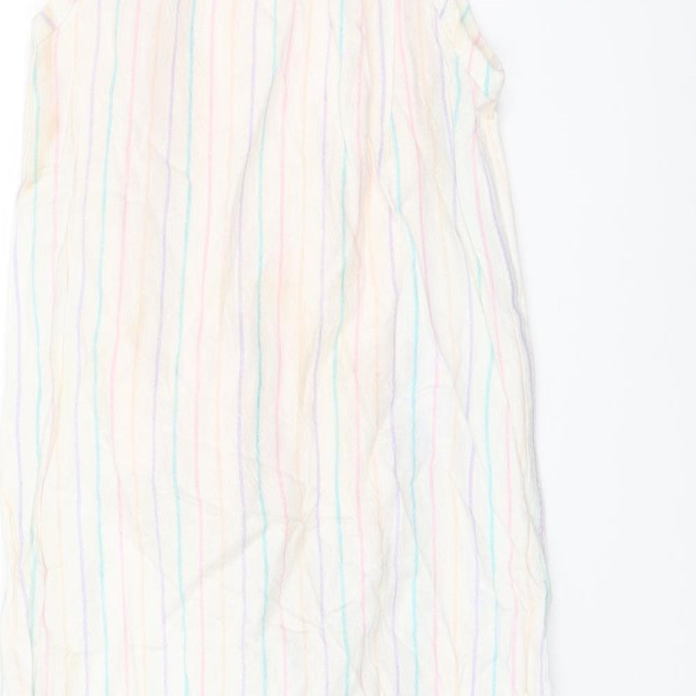 Marks and Spencer Girls Pink Striped Cotton Babygrow One-Piece Size 18-24 Months Snap