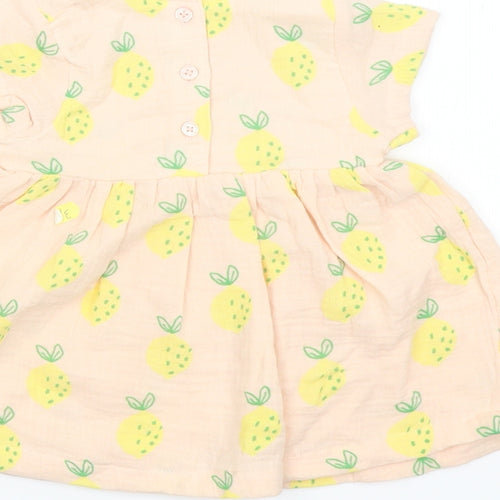 Marks and Spencer Girls Pink Geometric Polyester A-Line Size 3-6 Months Crew Neck Button