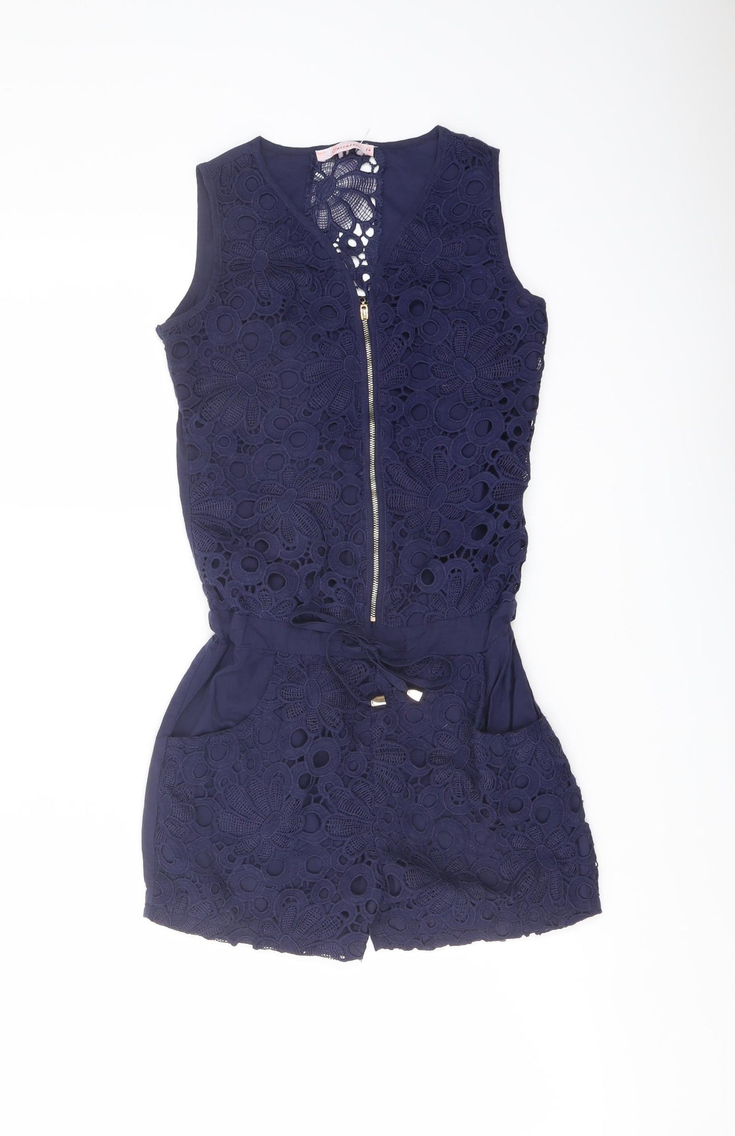 Chicalook Girls Black Cotton Playsuit One-Piece Size 14 Years Zip