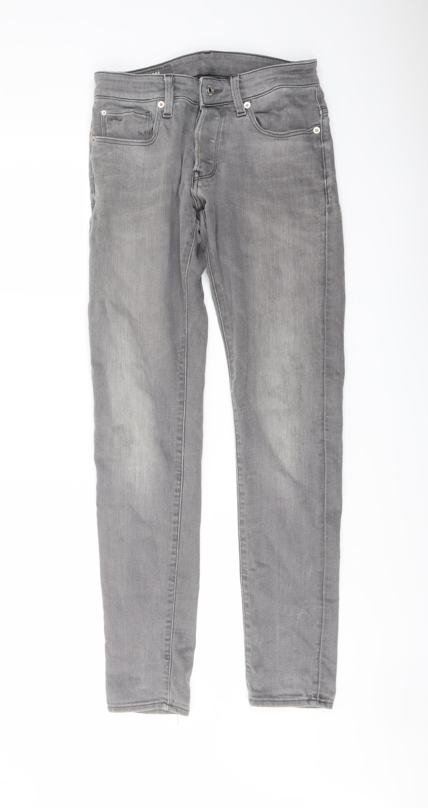 Raw Mens Grey Cotton Skinny Jeans Size 28 in L32 in Regular Button