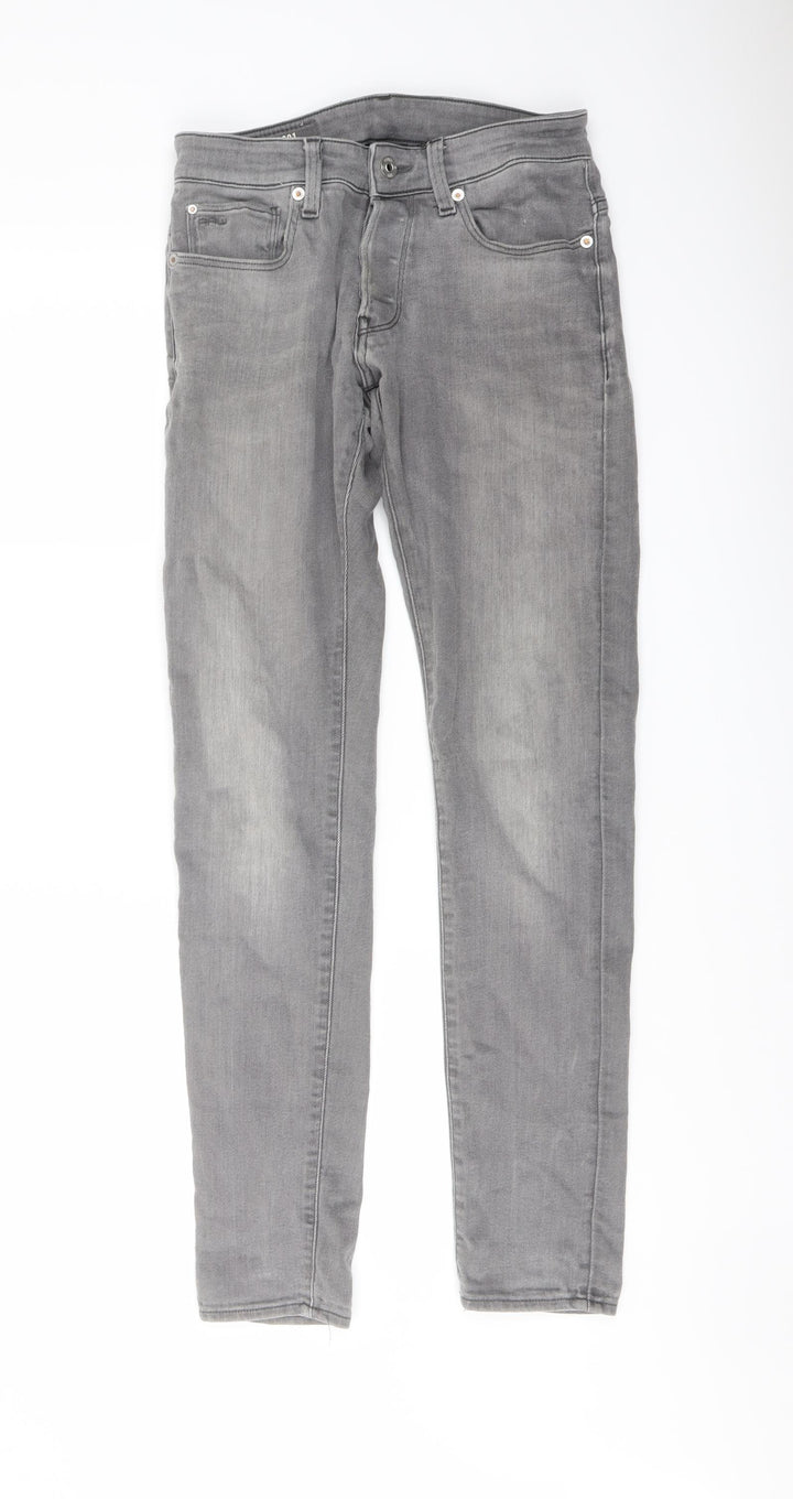 Raw Mens Grey Cotton Skinny Jeans Size 28 in L32 in Regular Button
