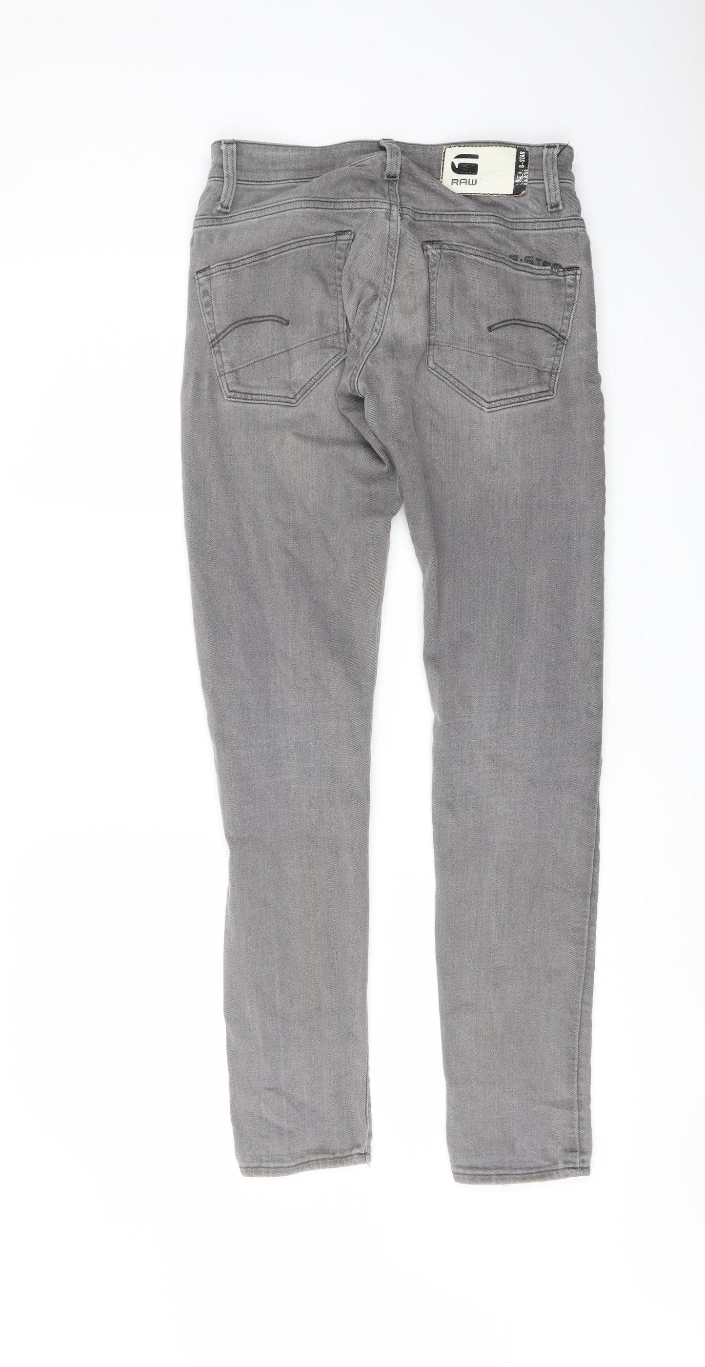 Raw Mens Grey Cotton Skinny Jeans Size 28 in L32 in Regular Button