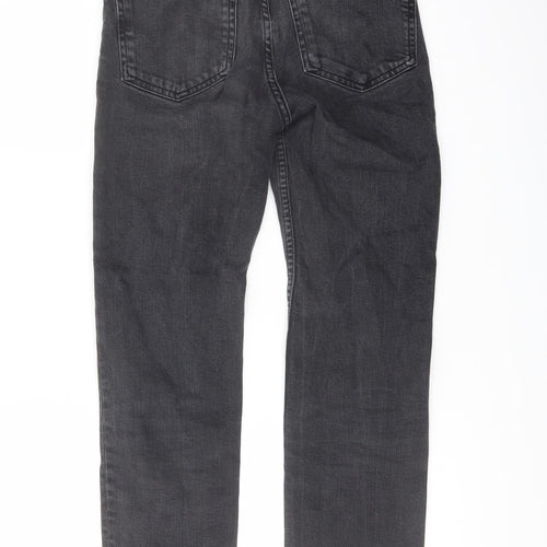 Zara Womens Grey Cotton Straight Jeans Size 6 L26 in Regular Button