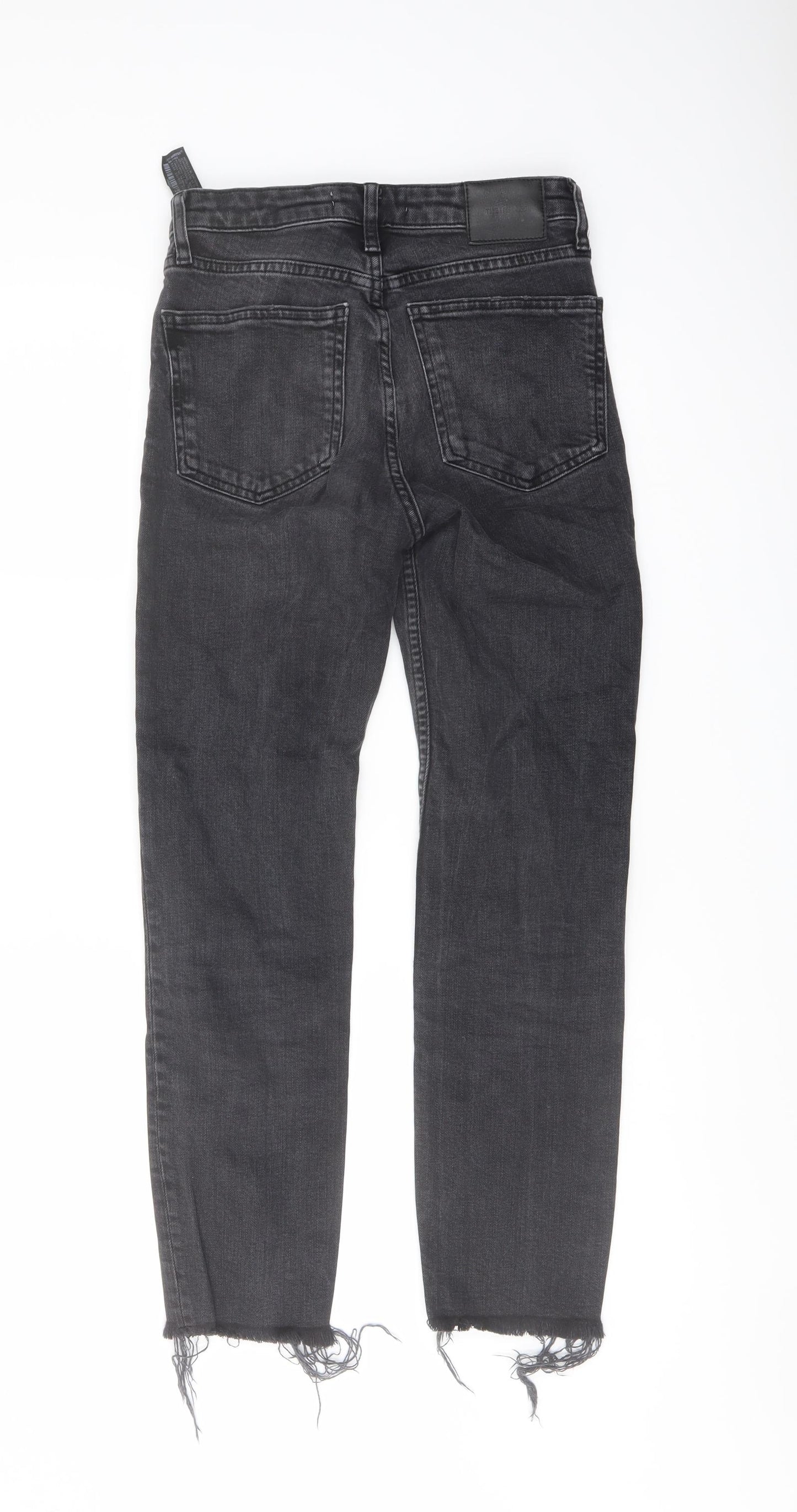 Zara Womens Grey Cotton Straight Jeans Size 6 L26 in Regular Button