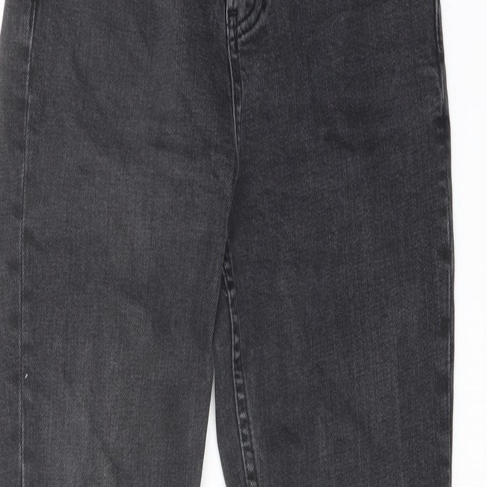 Zara Womens Grey Cotton Straight Jeans Size 6 L26 in Regular Button