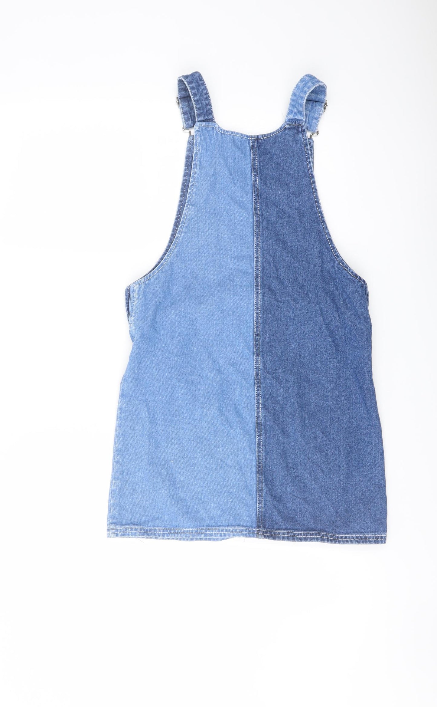 TU Girls Blue Cotton Pinafore/Dungaree Dress Size 12 Years Square Neck Buckle