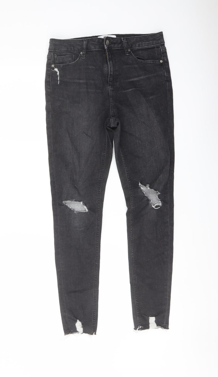 Miss se# Womens Grey Cotton Skinny Jeans Size 10 L20 in Regular Button