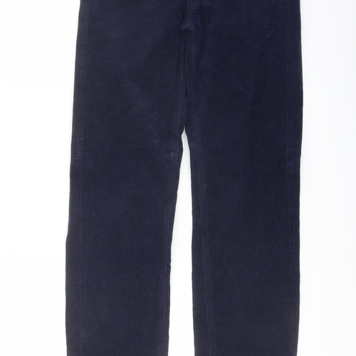 Marks and Spencer Womens Blue Cotton Trousers Size 8 L30 in Regular Button