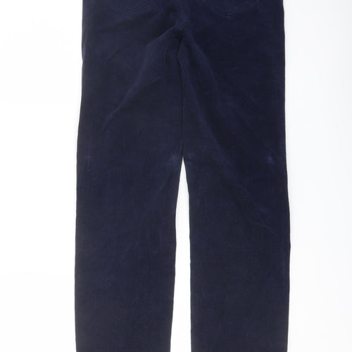 Marks and Spencer Womens Blue Cotton Trousers Size 8 L30 in Regular Button