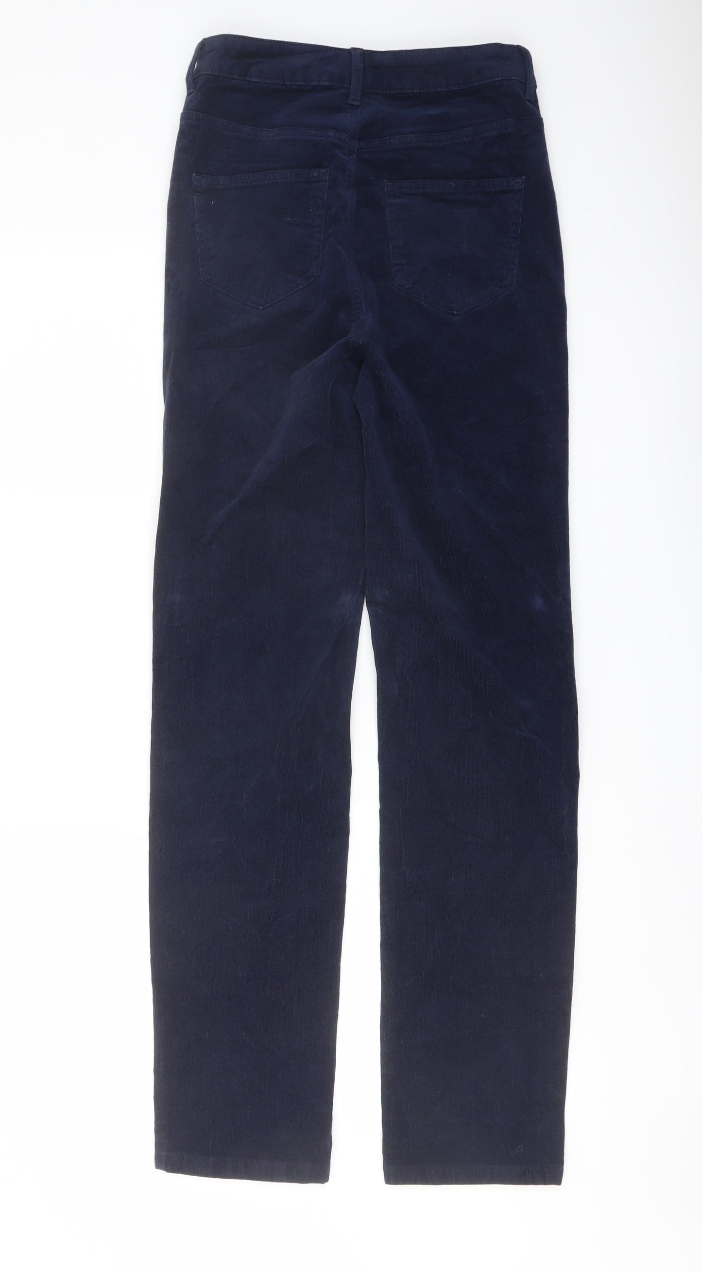 Marks and Spencer Womens Blue Cotton Trousers Size 8 L30 in Regular Button