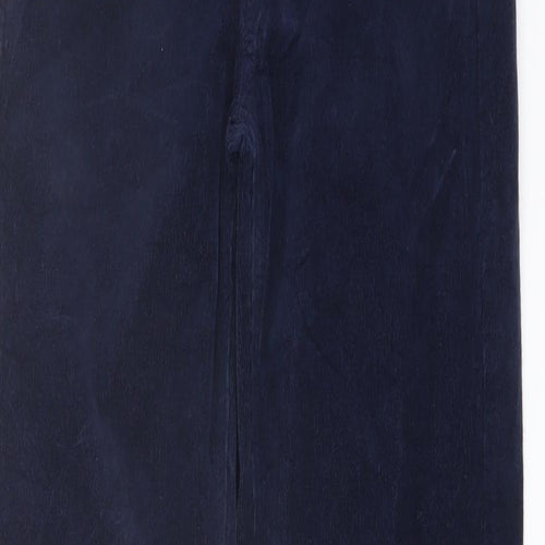 Marks and Spencer Womens Blue Cotton Trousers Size 8 L30 in Regular Button
