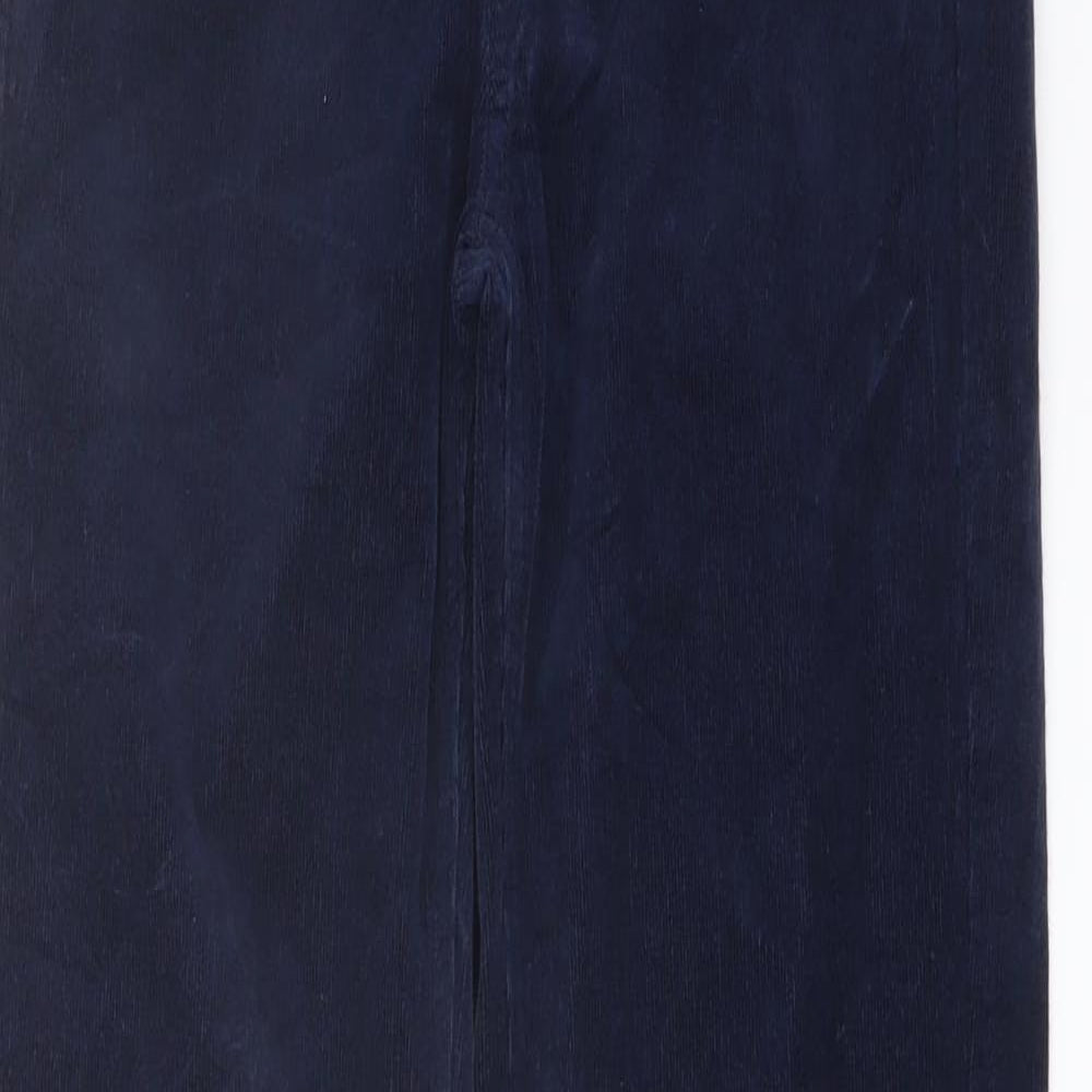 Marks and Spencer Womens Blue Cotton Trousers Size 8 L30 in Regular Button